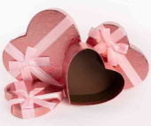 Коробка сердце 22х20х9см Фактурный узор с бантом Розовый