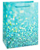 Пакет бумажный L 26х32см Гламур Дизайн №3 Голубой с блестками ДБ