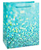 Пакет бумажный XL 31х41см Гламур Дизайн №3 Голубой с блестками ДБ