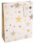 Пакет бумажный L 26х32см Золотой принт Дизайн №1