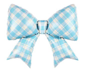 Шар фольга фигура Бант Клетка Виши Голубой Сатин 38" 97см FL (упак)