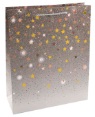 Пакет бумажный M 18х23см Звездные искры Дизайн №4