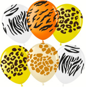 Шар латекс с рисунком 12'' ВВ пастель Сафари ассорти 5ст (25шт)