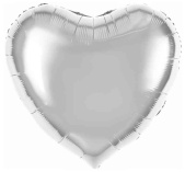 Шар фольга без рисунка 63" FL сердце Металлик Серебро