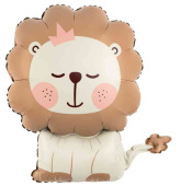Шар 30" 76 см, фольга, сатин Львёнок, бежевый