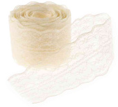 Лента декоративная 4,5х10м Широкое Кружево Айвори ВВ