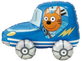 Шар фольга фигура AIR Три Кота Коржик в машинке 29" 74см FL (упак)