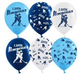 Шар латекс с рисунком 12" пастель Хоккей (25шт)