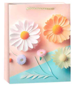 Пакет бумажный L 26х32см Бумажные цветы Дизайн №1