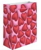 Пакет бумажный M 18х23см Объемные сердца