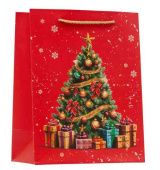 НГ Пакет бумажный M 18х23см С новым годом! Ёлка. Красный стиль БР