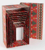 НГ Коробка прямоугольник 33х20х13см Новогодний орнамент с оленями