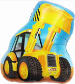 Шар фольга фигура Экскаватор Желтый 24" 61см FL (упак)