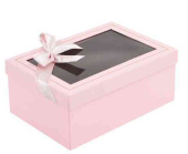 Коробка Прямоугольник 21х14х8см Розовый С окном ВС