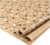 Бумага Крафт рулон 0,72х10м Звезды Белый Графит ДБ