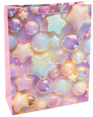 Пакет бумажный M 18х23см Волшебные звезды Дизайн №4 Металлик ДБ