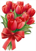 Украшение на скотче Букет из тюльпанов Праздник (10шт)