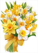 Украшение на скотче Букет из нарциссов, мимозы и ландышей Праздник (10шт)