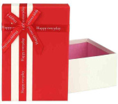 Коробка Прямоугольник 19х12х7см Красно-белая С бантом Миленд