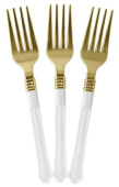 Столовые приборы Вилки Элегант Белый Золото Металлик 17,5см (уп10) ВВ