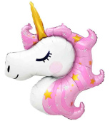 Шар фольга фигура Единорог Звездный Розовый голова 43" 109см FL (упак)