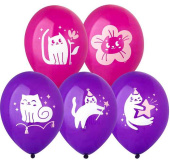 Шар латекс с рисунком 14" Bb пастель С ДР Котики милые (50шт)