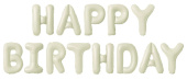 Шар фольга Буквы надпись Happy Birthday Белый песок 16" 41см FL