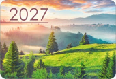 Календарь 2027 карманный Зелёные холмы с елями (20шт) Праздник